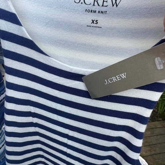 XS NWT JCrew Dress Blue and White Form Knit Striped Maxi Dress - Picture 1 of 3
